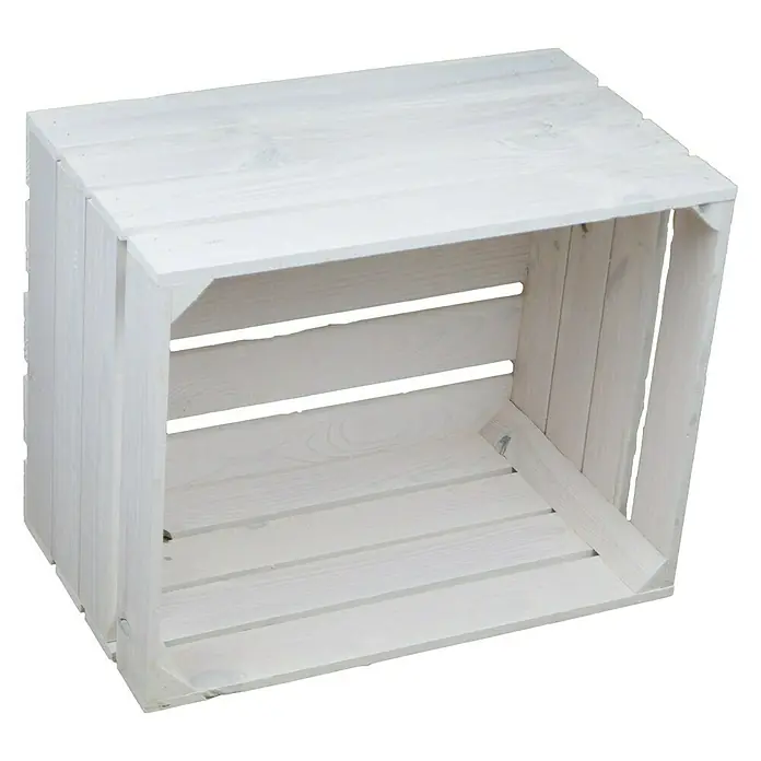 Holzregal - B x H: 40 x 30 cm, Holz, Weiß - Eine weiße Holzkiste mit offenen Seiten, ideal zur Aufbewahrung oder als dekoratives Element. Das schlichte Design passt zu verschiedenen Einrichtungsstilen.