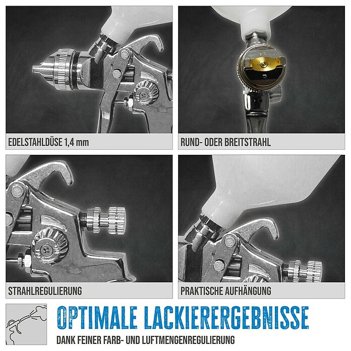 Güde Farbspritzpistole Profi F (Durchmesser Düse: 1,4 mm, 6 bar, Silber) | BAUHAUS