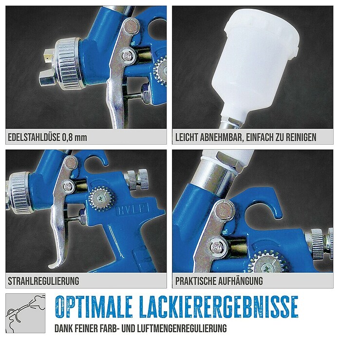 Güde Farbspritzpistole Profi M (Durchmesser Düse: 0,8 mm, 4 bar, Blau) | BAUHAUS