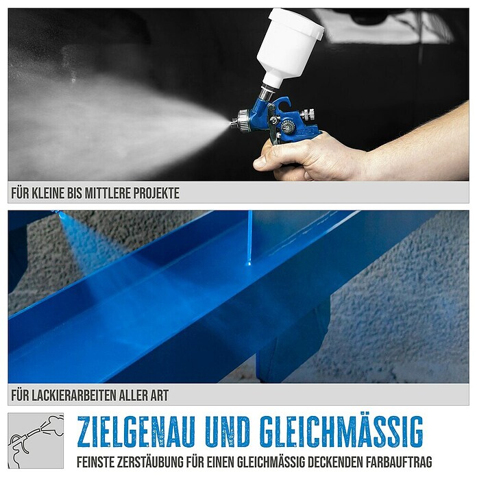 Güde Farbspritzpistole Profi M (Durchmesser Düse: 0,8 mm, 4 bar, Blau) | BAUHAUS