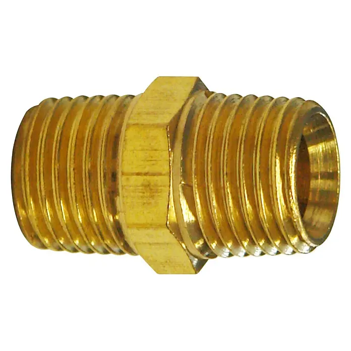 Güde Doppelnippel - Außengewinde: 1/4", Gold, 2 Stk. - Messingnippel mit Gewinde. Das Übergangsstück ist ideal für Sanitär- und Heizungsanwendungen und sorgt für dichte Verbindungen.