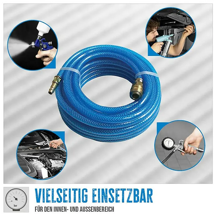 Güde Druckluftschlauch - Schlauchlänge: 10 m, Schlauchdurchmesser: 6 mm - Vielseitig einsetzbarer blauer Druckluftschlauch mit diversen Anwendungen im Innen- und Aussenbereich.