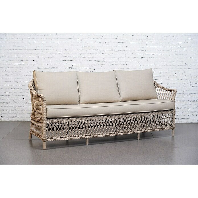 Sunfun Conjunto de muebles Soraya (4 pzs., Ratán sintético/Aluminio/Poliéster, Beige/Gris) | BAUHAUS