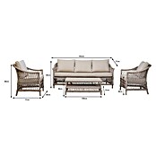 Sunfun Conjunto de muebles Soraya (4 pzs., Ratán sintético/Aluminio/Poliéster, Beige/Gris) | BAUHAUS