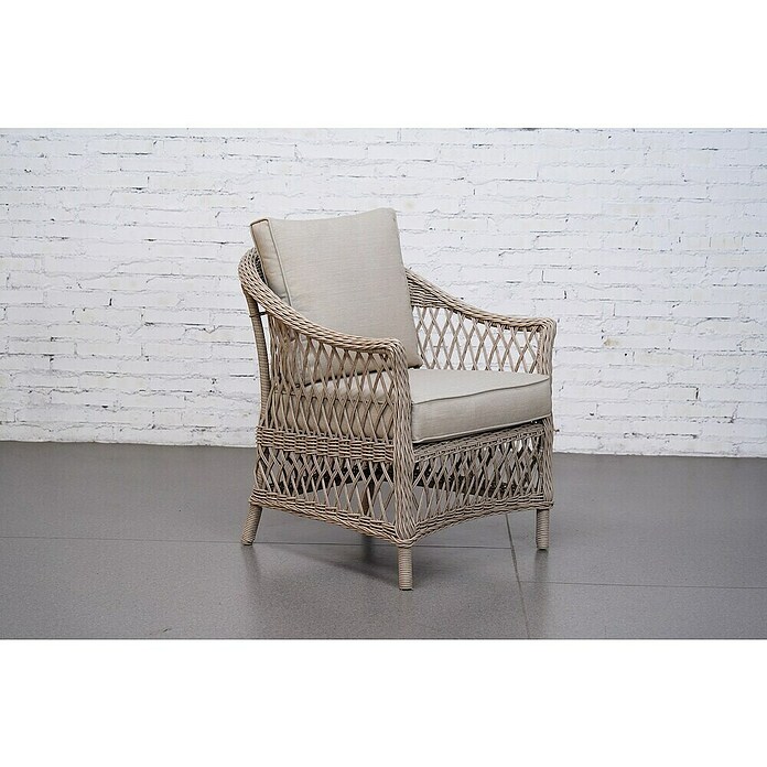 Sunfun Conjunto de muebles Soraya (4 pzs., Ratán sintético/Aluminio/Poliéster, Beige/Gris) | BAUHAUS