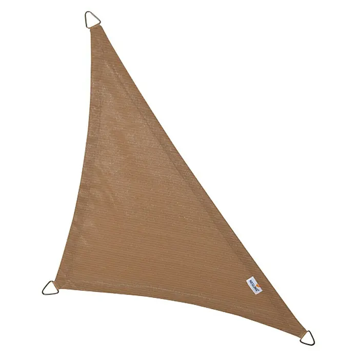 Nesling Sonnensegel Coolfit - L x B: 400 x 400 cm, Sand, Dreieckig - Braunes Sonnensegel in Dreiecksform mit Metallringen an den Ecken zum Aufhängen. Ideal für den Garten.