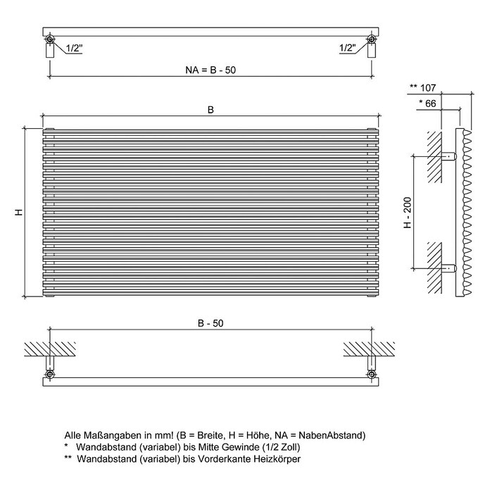 Ximax Raumheizkörper Triton (B x H: 1 000 x 600 mm, Wärmeleistung bei Vorlauftemperatur von 75 °C (D: 50): 841 W) | BAUHAUS