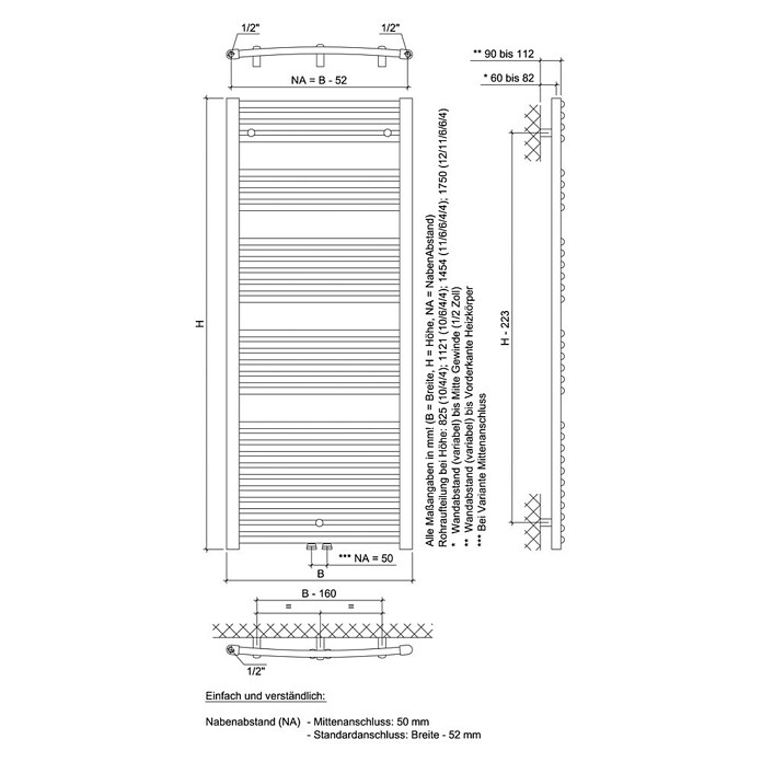 Ximax Badheizkörper Alpha-C (60 x 175 cm, 963 W, Weiß)