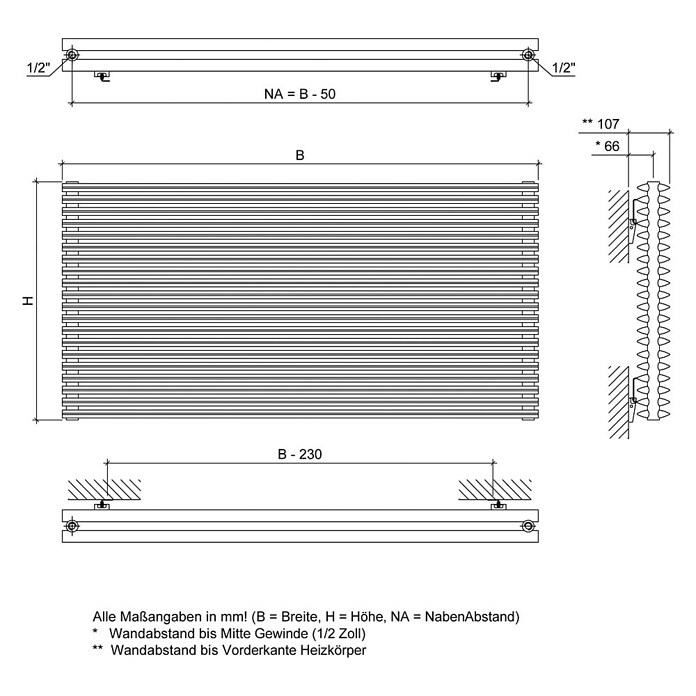 Ximax Raumheizkörper Triton Duplex (B x H: 1 400 x 600 mm, Wärmeleistung bei Vorlauftemperatur von 75 °C (D: 50): 1 872 W) | BAUHAUS