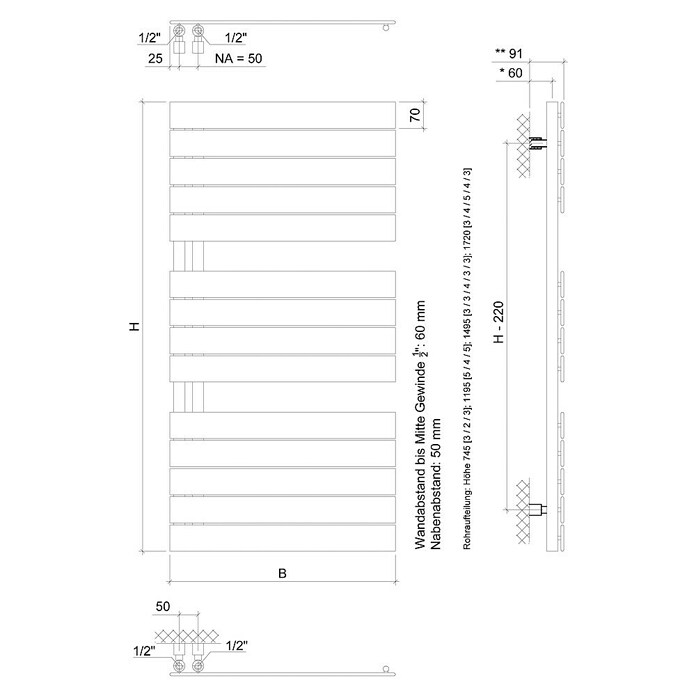 Ximax Elektro-Badheizkörper P2 Open Typ 1 (B x H: 700 x 1 195 mm, Weiß) | BAUHAUS