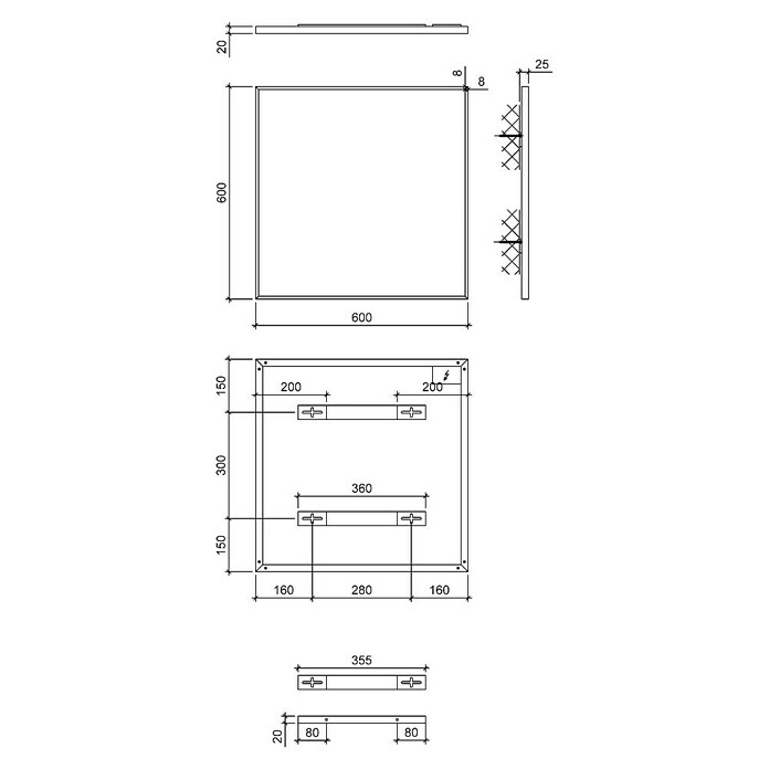 Ximax Infrarotheizkörper hängend 50 - 500 mm (variabel) (60 x 60 cm, 350 W, Weiß, Deckenmontage) | BAUHAUS