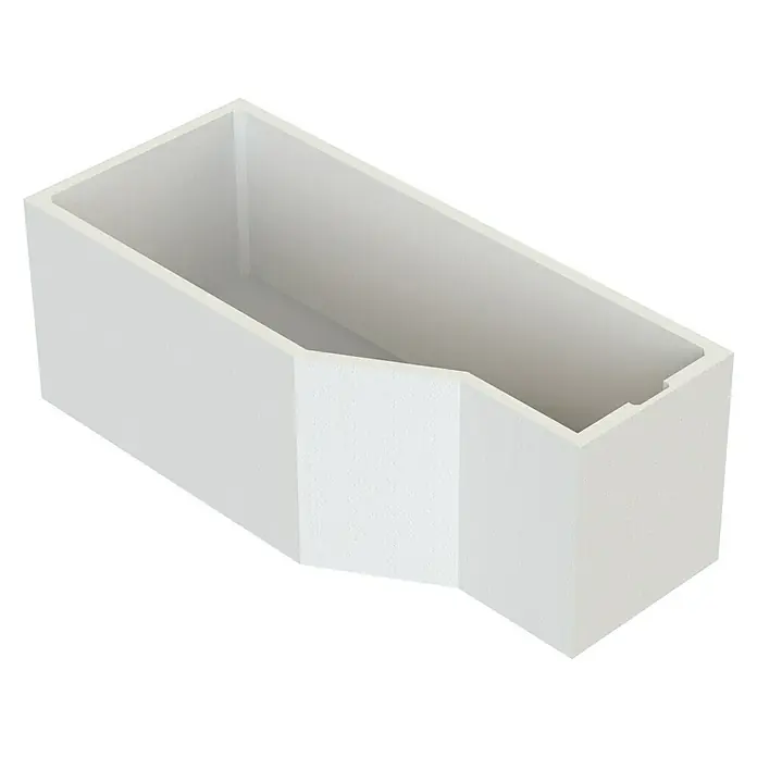 Ottofond Badewannenträger Flint B - Passend für: Badewanne Flint B 150 x 75 cm - Aufnahme eines weißen, rechteckigen Pflanzgefäßes mit einer Aussparung an der Seite, ideal für den Innenbereich.