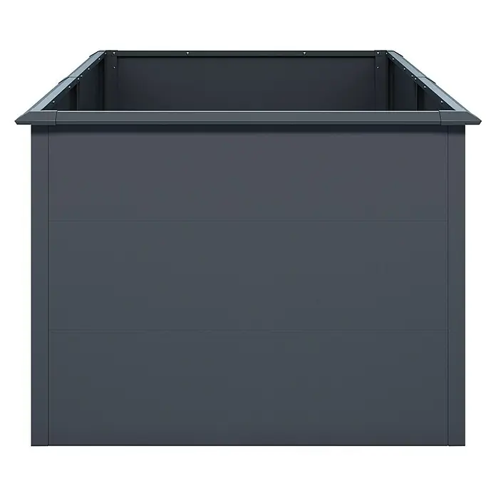 KGT Hochbeet UrbanGrow XL - 199 x 99 x 78 cm, Metall, Anthrazit-grau - Ein dunkelgrauer Pflanzkasten mit horizontalen Linien, ideal für den Garten oder die Terrasse. Robuste Bauweise für den Außenbereich.