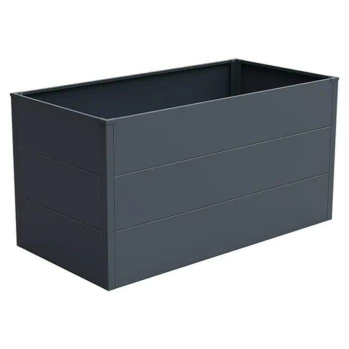KGT Hochbeet UrbanGrow L - 149 x 74 x 78 cm, Metall, Anthrazit-grau - Der moderne, anthrazitfarbene Pflanzkasten mit horizontalen Linien ist ideal für Garten, Terrasse oder Balkon.