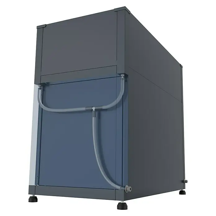 KGT Hochbeet UrbanGrow M Space - 101 x 51 x 86 cm, Metall, Anthrazit-grau - Produktansicht eines industriellen Reinigungsgeräts mit blauer Tür und grauen Gehäuseteilen, ausgestattet mit transparenten Schläuchen.