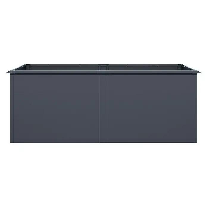 KGT Hochbeet UrbanGrow XL - 199 x 99 x 78 cm, Metall, Anthrazit-grau - Nahaufnahme einer anthrazitfarbenen Pflanzkastenstruktur, die die klaren Linien und die moderne Ästhetik des Produkts hervorhebt.