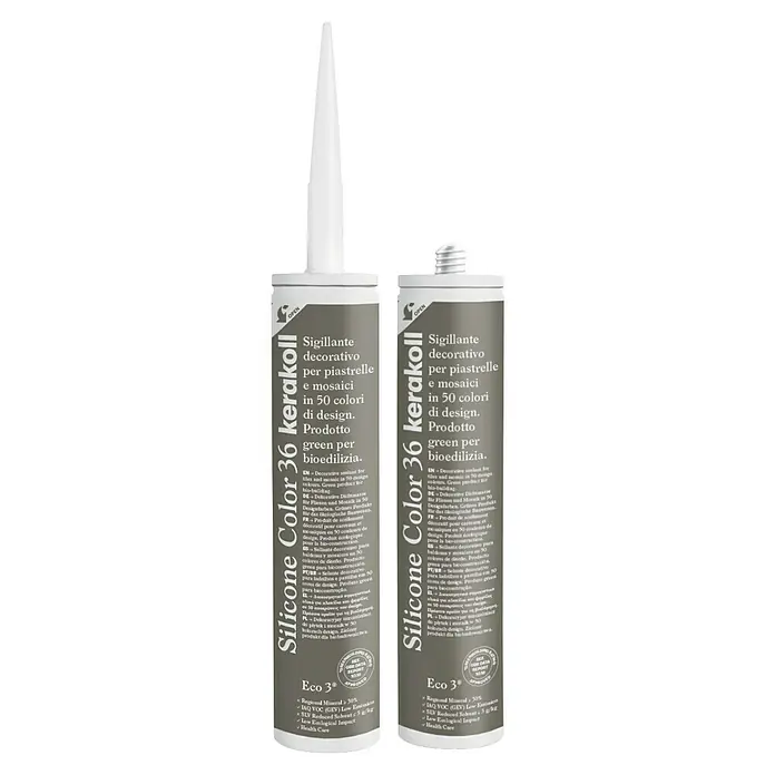Kerakoll Silicona universal Color - Tono de color: 36, 310 ml - Dos tubos de Kerakoll Silicone Color 36, sellador decorativo para azulejos y mosaicos en 50 colores de diseño.