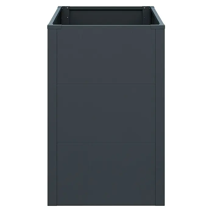 KGT Hochbeet UrbanGrow M - 101 x 51 x 78 cm, Metall, Anthrazit-grau - Dieser Artikel zeigt einen rechteckigen Pflanzkübel in Anthrazit mit drei horizontalen Paneelen. Ideal für moderne Gärten und Terrassen.