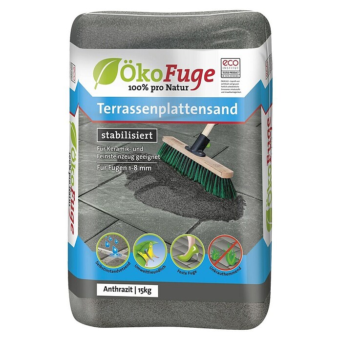 Ökofuge Pesek za fuge za terasne plošče  (15 kg, Antracit) | 5712 - Fugensand | FAEA - Gartenbaustoffe | FAE - Gartenbaustoffe | FA - Baustoffe | F - Baustoffe | BAUHAUS