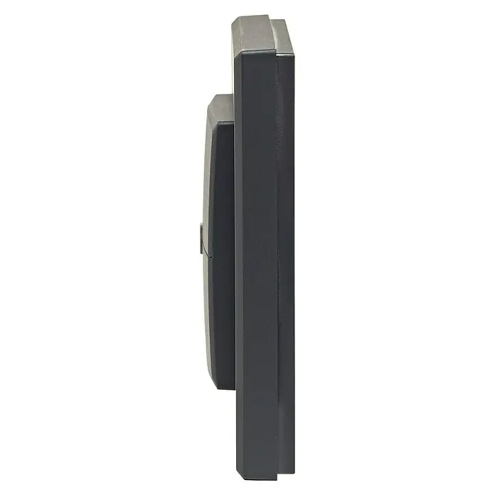 Homematic IP Funk-Wandtaster HmIP-WRC2-A-2 - 2-fach, Batteriebetrieben, 19 x 86 x 86 mm, Anthrazit - Eine Nahaufnahme einer grauen Outdoor-Wandleuchte mit einer klaren und modernen Form. Die Lampe sorgt für eine angenehme Beleuchtung.