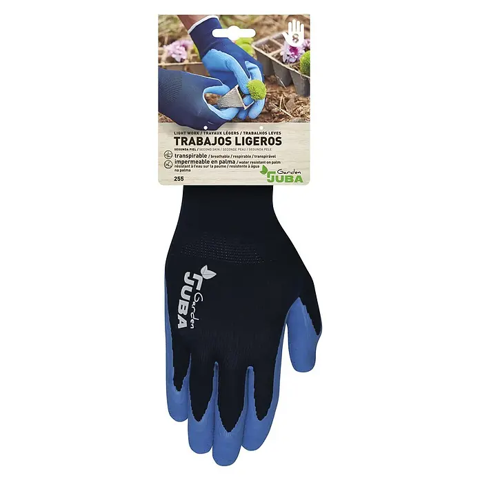 Juba Guantes para jardín - 8, Azul, Poliéster, 2 ud. - Los guantes de jardinería Juba Garden 255 son transpirables y resistentes al agua. Ofrecen protección para tareas ligeras de jardinería.