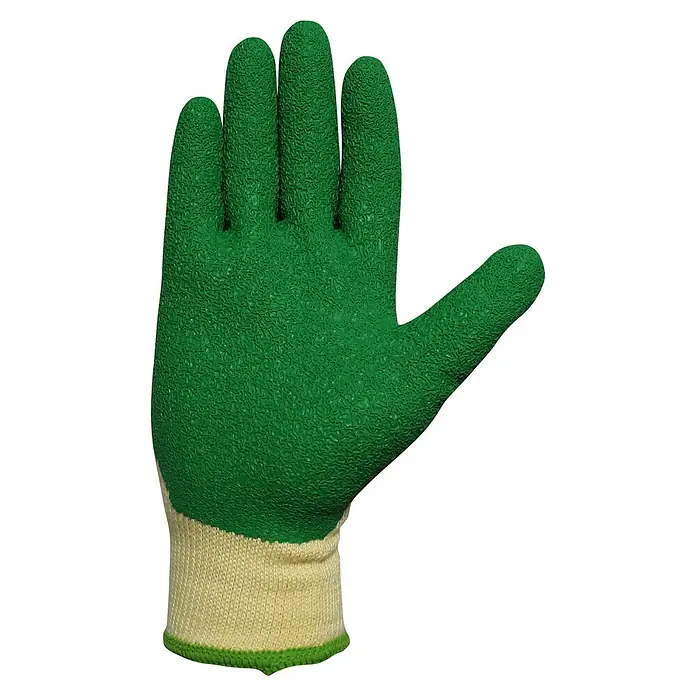 Juba Guantes para jardín rugoso - 9, Verde, Poliéster, 2 ud. - Guante de jardinería verde con puño beige para un agarre y protección óptimos durante la jardinería.