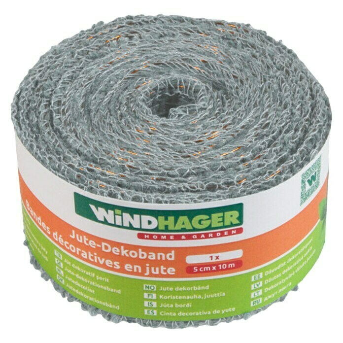 Windhager Jutegewebeband (Grau, L x B: 10 m x 5 cm)