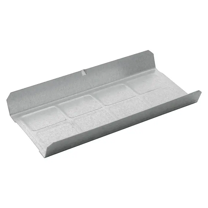 Placafix Elemento de unión para perfiles Empalme TC60 - Plateado - Primer plano de una bandeja blanca rectangular desechable, con seis compartimentos empotrados, ideal para catering o eventos.