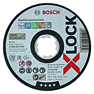 Bosch Professional X-Lock Disco de corte Multi Construction (Diámetro disco: 115 mm, Espesor disco: 1 mm, Apto para: Piedra)