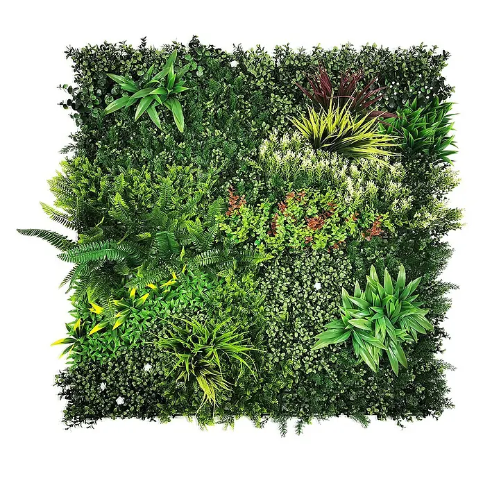 Floordirekt Kunstpflanze Pflanzenwand Meadow - 100 x 100 cm - mit erweiterbarem Klick-System - Kunststoff