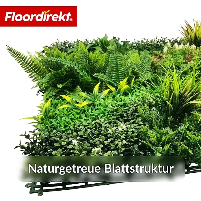 Floordirekt Kunstpflanze Pflanzenwand Meadow - 100 x 100 cm - mit erweiterbarem Klick-System - Kunststoff