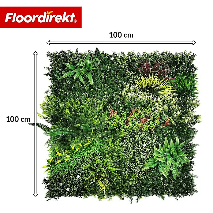 Floordirekt Kunstpflanze Pflanzenwand Meadow - 100 x 100 cm - mit erweiterbarem Klick-System - Kunststoff