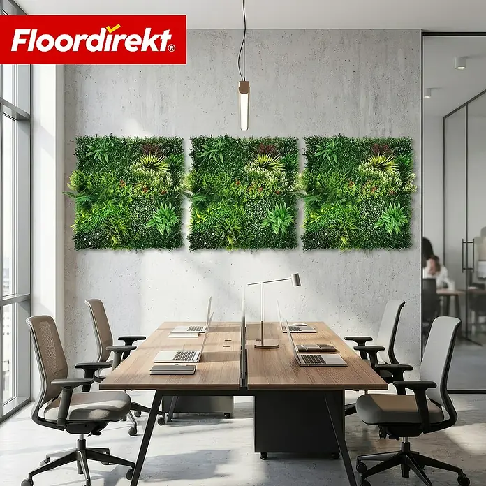 Floordirekt Kunstpflanze Pflanzenwand Meadow - 100 x 100 cm - mit erweiterbarem Klick-System - Kunststoff