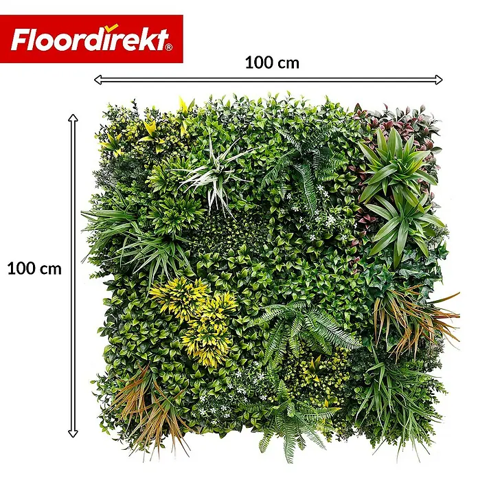 Floordirekt Kunstpflanze Pflanzenwand Spring Garden - 100 x 100 cm - mit erweiterbarem Klick-System - Kunststoff