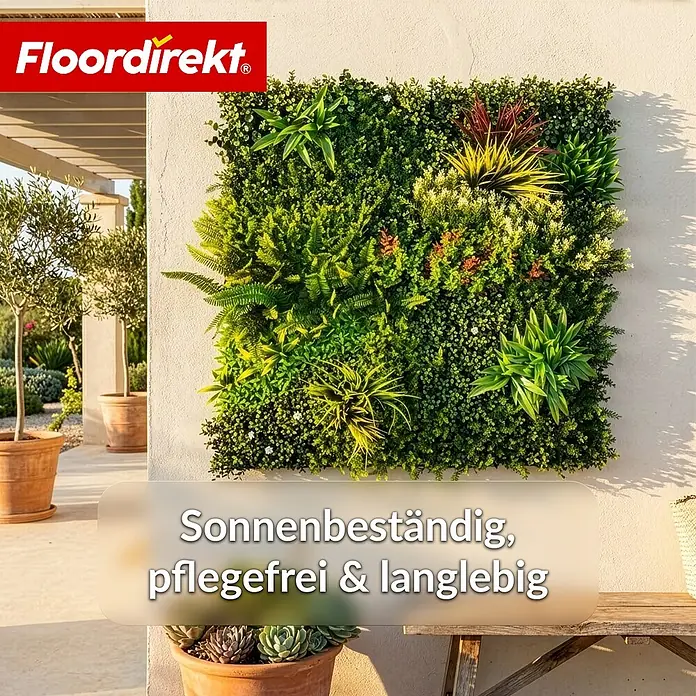 Floordirekt Kunstpflanze Pflanzenwand Meadow - 100 x 100 cm - mit erweiterbarem Klick-System - Kunststoff