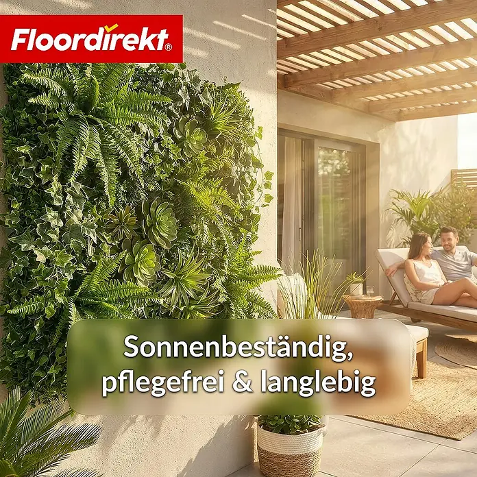 Floordirekt Kunstpflanze Pflanzenwand Spring Garden - 100 x 100 cm - mit erweiterbarem Klick-System - Kunststoff