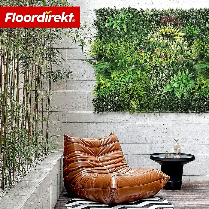 Floordirekt Kunstpflanze Pflanzenwand Meadow - 100 x 100 cm - mit erweiterbarem Klick-System - Kunststoff