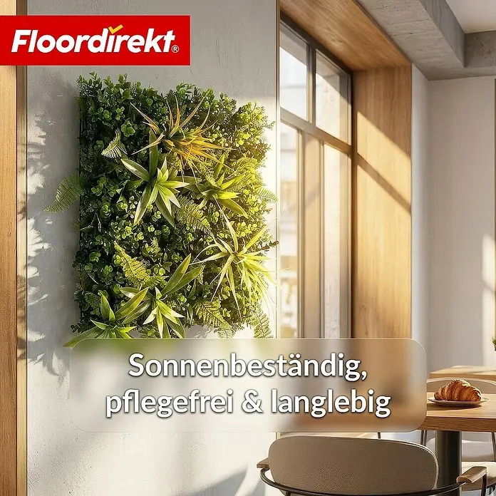 Floordirekt Kunstpflanze Pflanzenwand Fire Sky - 50 x 50 cm - mit erweiterbarem Klick-System - Höhe: 7 cm, Kunststoff