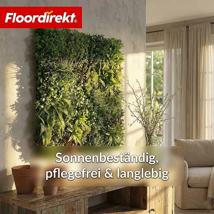 Floordirekt Kunstpflanze Pflanzenwand Wonderland - 100 x 100 cm - mit erweiterbarem Klick-System - Kunststoff