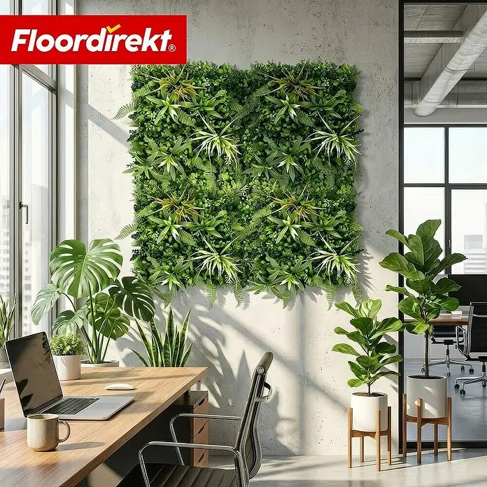 Floordirekt Kunstpflanze Pflanzenwand Fire Sky - 50 x 50 cm - mit erweiterbarem Klick-System - Höhe: 7 cm, Kunststoff