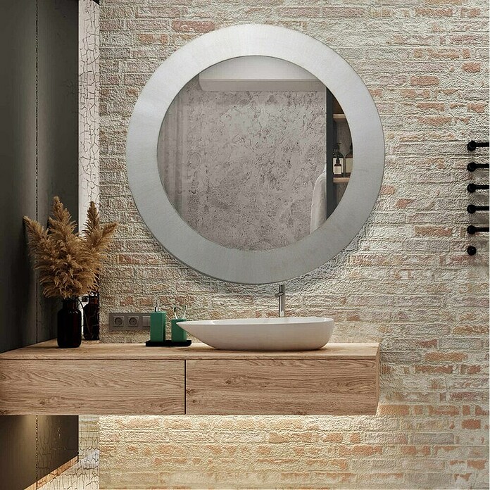Espejo de pared Circular (Diámetro: 60 cm, Plata betún) | BAUHAUS