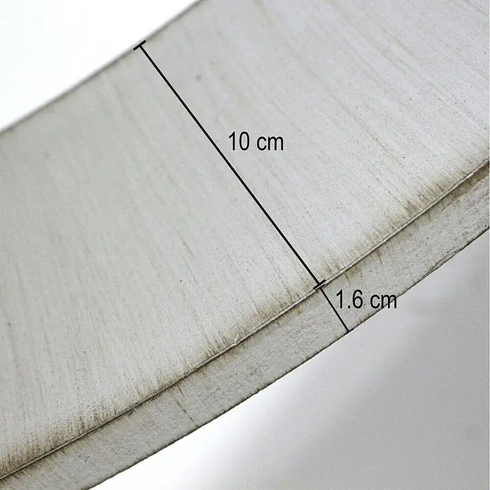 Espejo de pared Circular - Diámetro: 60 cm, Plata betún - Primer plano de un producto con líneas de medición que indican 10 cm y 1,6 cm.