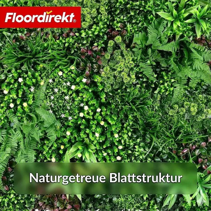 Floordirekt Kunstpflanze Pflanzenwand Wonderland - 100 x 100 cm - mit erweiterbarem Klick-System - Kunststoff