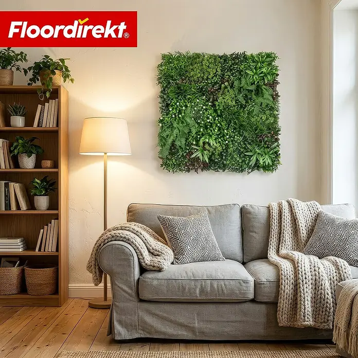 Floordirekt Kunstpflanze Pflanzenwand Wonderland - 100 x 100 cm - mit erweiterbarem Klick-System - Kunststoff