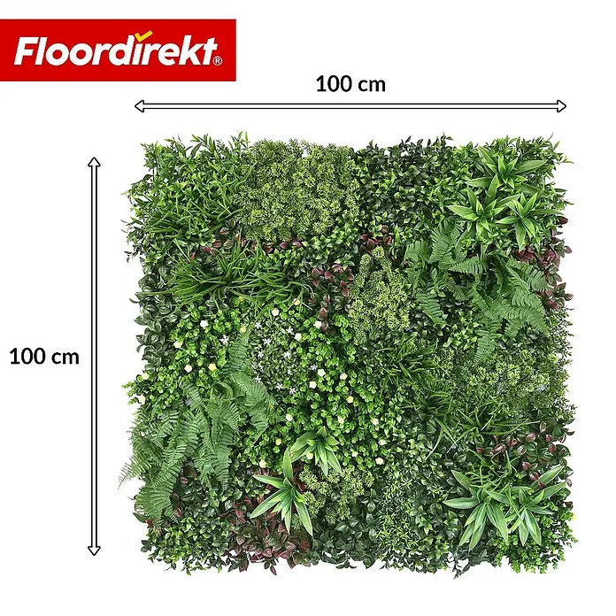 Floordirekt Kunstpflanze Pflanzenwand Wonderland - 100 x 100 cm - mit erweiterbarem Klick-System - Kunststoff