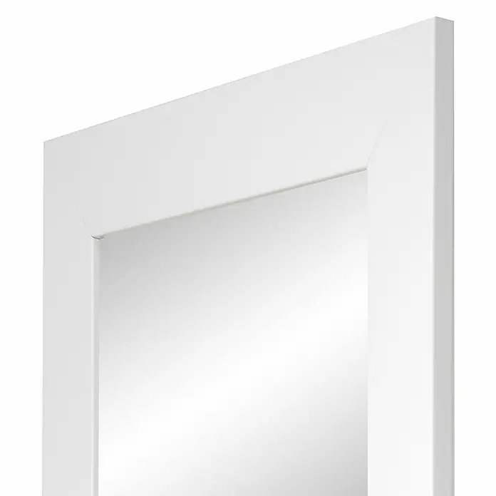 Espejo de pared 249 - 55 x 150 cm, Blanco - Primer plano de un espejo con marco blanco, que muestra un diseño elegante y moderno adecuado para cualquier habitación.\n