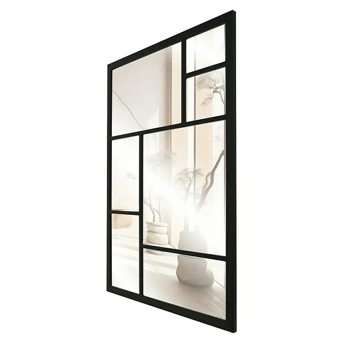 Espejo de pared Pop - 70 x 100 cm, Negro - Espejo decorativo con marco negro y múltiples vidrios que aporta una estética moderna y elegancia refinada.