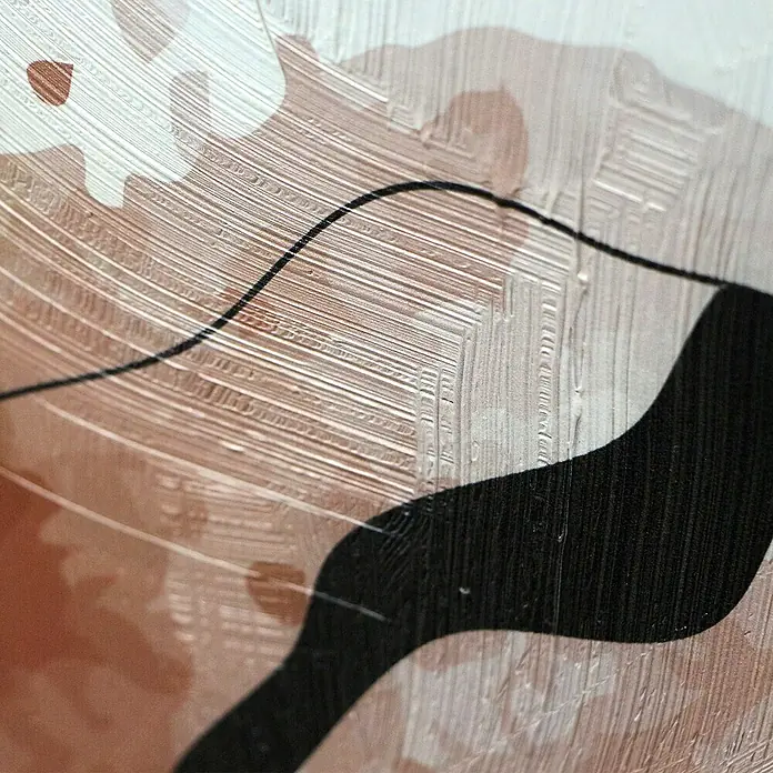 Cuadro 509 - Abstracto 509, An x Al: 42 x 52 cm, 1 pzs. - Primer plano de una pintura abstracta con pinceladas lineales que muestra una textura moderna y artística.