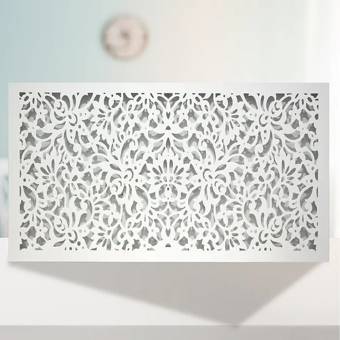 Cabecero de cama Mosaico 154 - An x Al: 145 x 80 cm, Blanco liso - Cubre radiador blanco elegante con delicado patrón floral. Un detalle elegante para cualquier habitación que combina función y diseño.