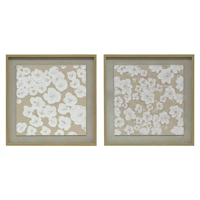 Cuadro set de 2 Flores en Relieve - Flores en relieve, An x Al: 50 x 50 cm, 2 pzs. - Arte de pared enmarcado con diseños florales. Una adición elegante a cualquier decoración.